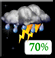 Tonight: Showers and thunderstorms likely before 5am, then showers and thunderstorms likely. Cloudy, with a low around 66. Northeast wind 5 to 8 mph. Chance of precipitation is 70%. New rainfall amounts between a half and three quarters of an inch possible. Tonight: Showers And Thunderstorms Likely